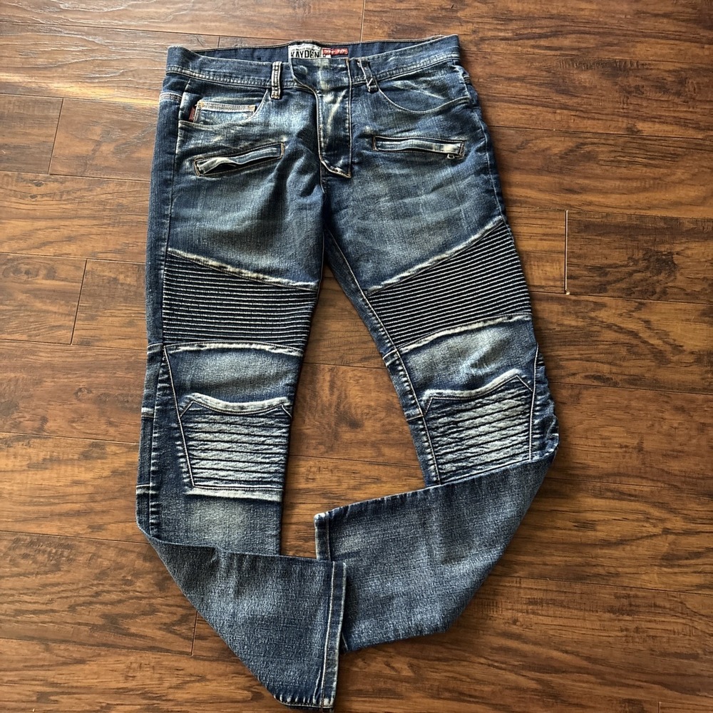 Kayden K Skinny  Stretch Jeans Mens 32/30 Distressed Moto Biker